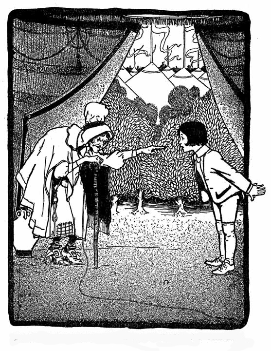  John R. Neill
	illustration for The Marvelous Land of Oz by Frank Baum depicting 
	That is the rightful ruler of the Emerald City! and she pointed her long bony finger straight at the boy.